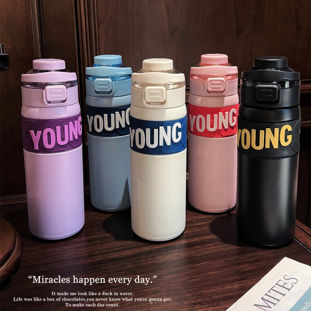 Sports stainless steel high appearance level double drinking cup, bouncy portable vacuum insulated cup, car, outdoor and cross-border cup Specification drawing