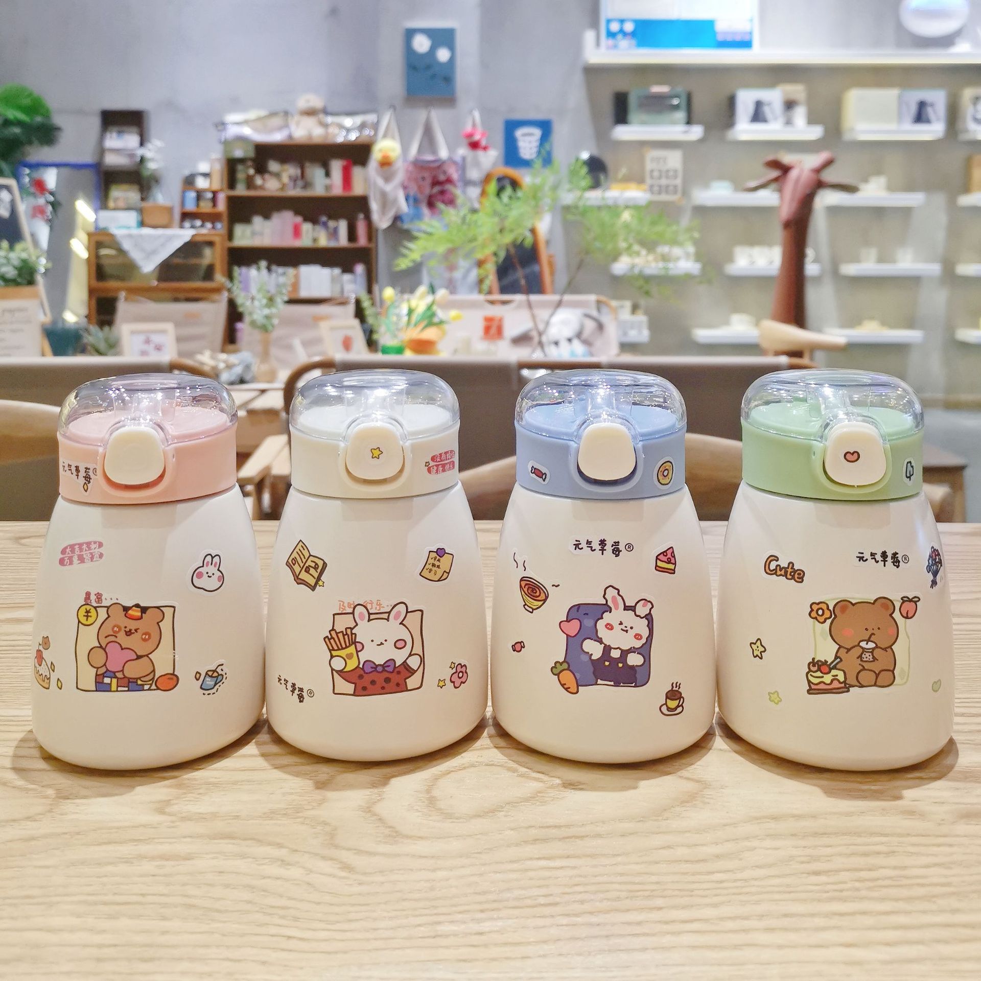 Cute insulated cup, small belly, compact and simple, portable straw cup, anti-drop, high appearance level stainless steel cup details Picture