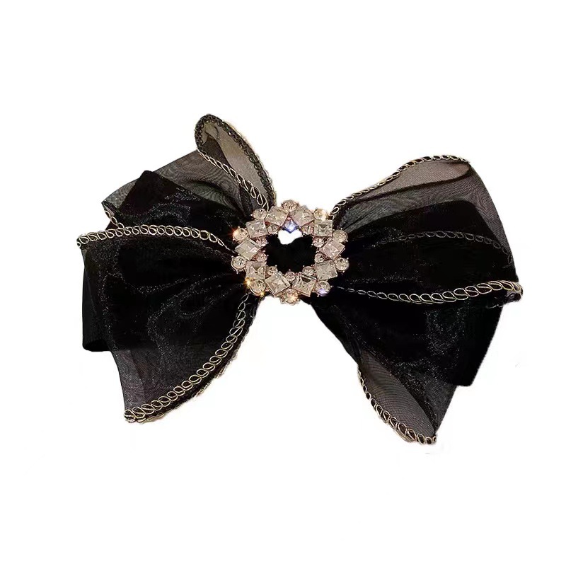 Bow hairpin top clip, feminine charm, rhinestone at the back of the head, hairpin, a popular 2022 new high-end hair accessory Item Picture