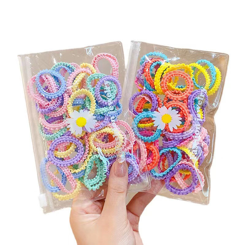 50 children's rubber bands for hair ties, high-elasticity hair bands that won't damage hair, little Chou Chou thumb rubber band hair tie for girls Item Picture