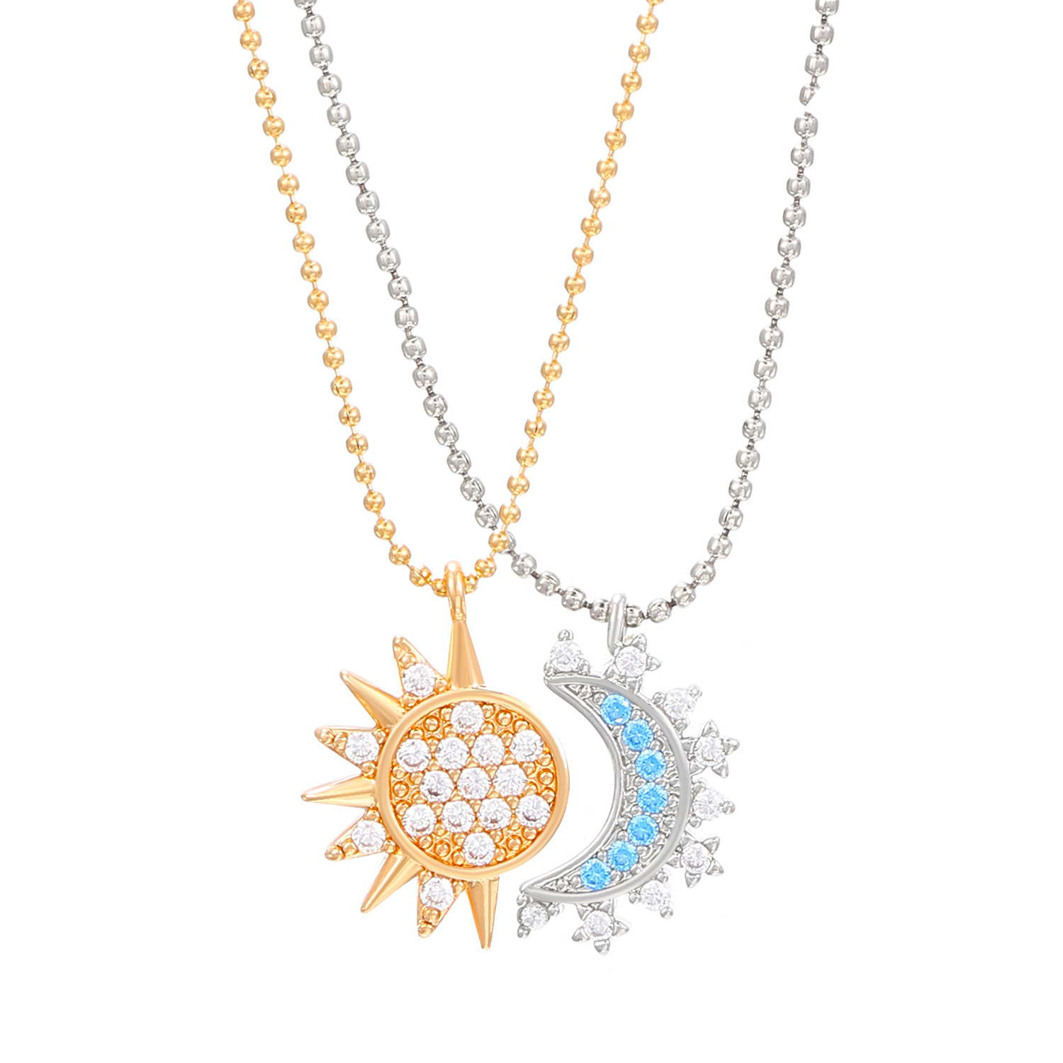 European and American ins diamond-encrusted sun and moon ring, bracelet, necklace, jewelry set, women's sun and moon earrings, cross-border accessories Item Picture