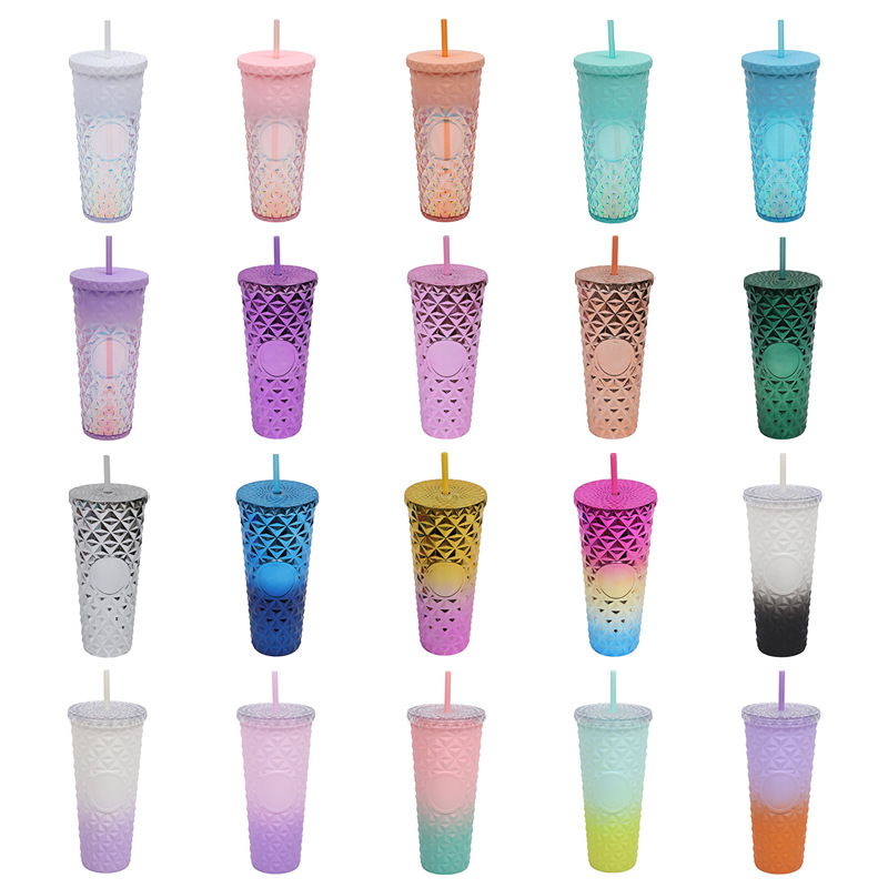 2025 Cross-border new products, direct supply from manufacturers, best-selling plastic cups, creative durian straw cups, and Starbar water cups full figure