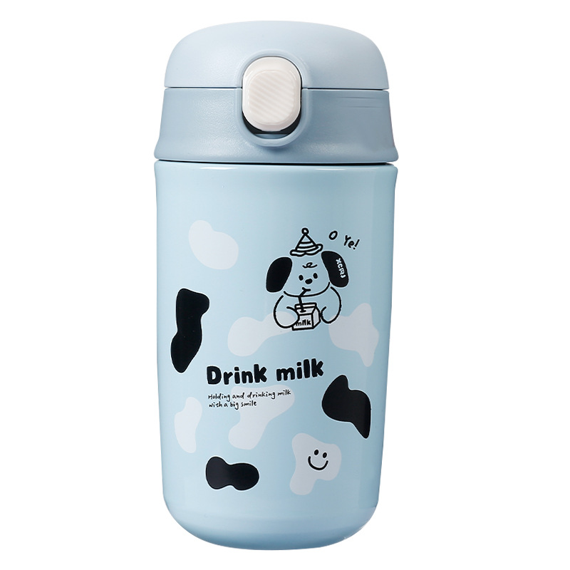Double-drink insulated student water cup, high appearance level for girls, household women's coffee cup, portable straw, 304 stainless steel cup Item Picture