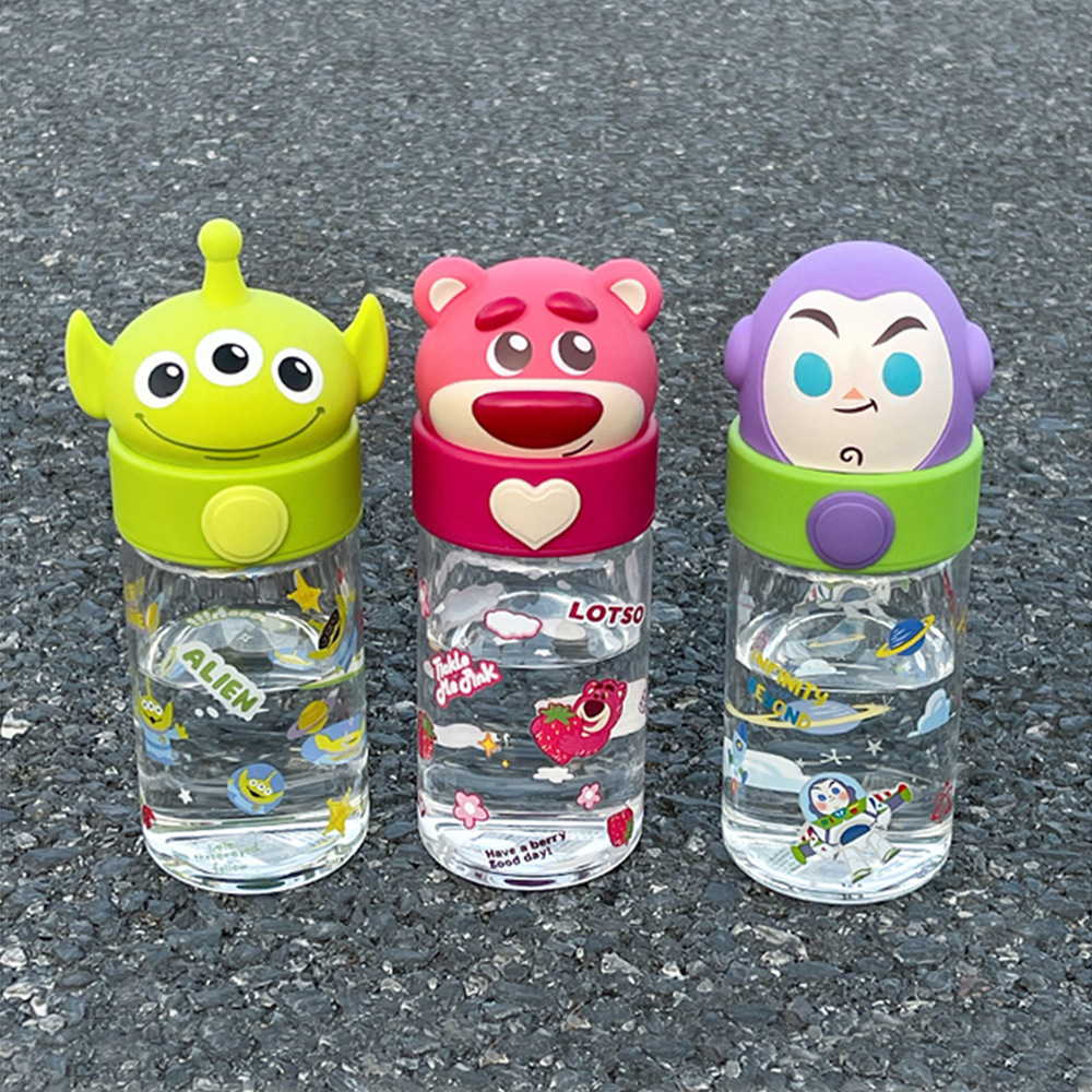 Strawberry Bear doll water cup, heat-resistant, portable glass cup for girls, small and leak-proof, gift for students, high appearance level cup details Picture