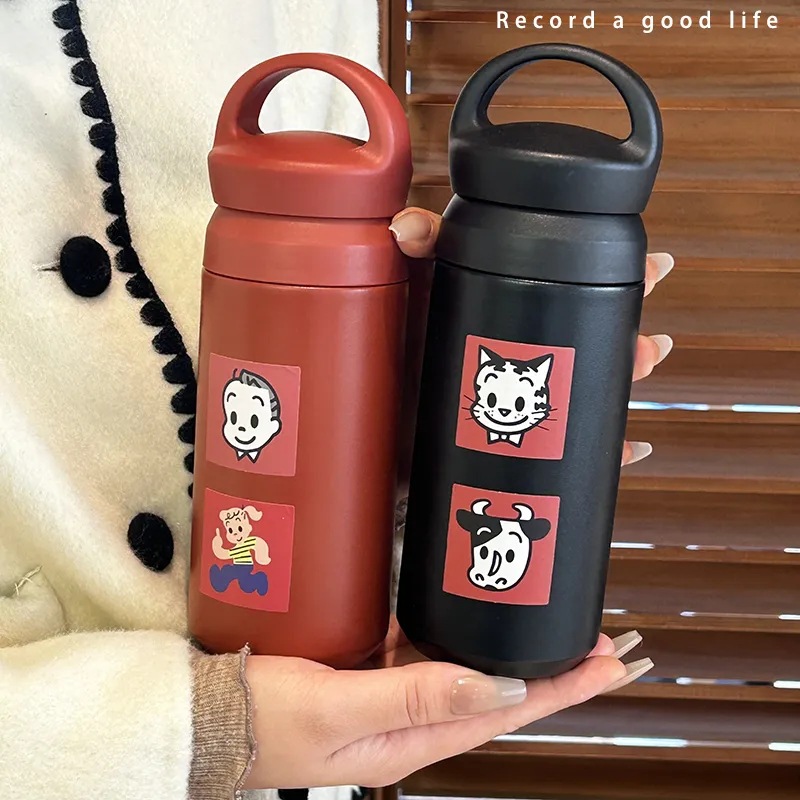 Thermos flask, water bottle, simple large-capacity water cup for students, thermos cup, portable and cute cup for girls Specification drawing