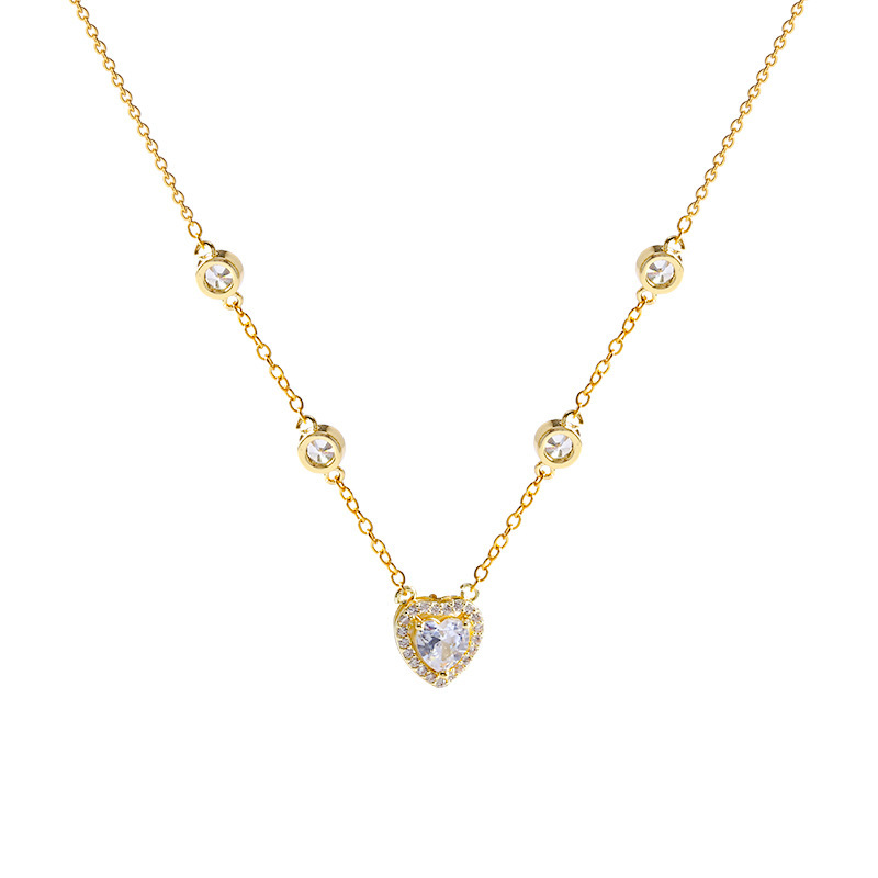 Wholesale of new Korean versatile heart-shaped pearl titanium steel necklaces with a high-end design sense in an ins style for women Item Picture