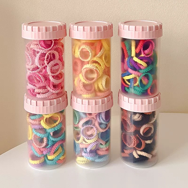 Children's candy-colored towel ring, 100-piece rubber band headwear, girls' hair tie ring, no hair damage for little girls details Picture