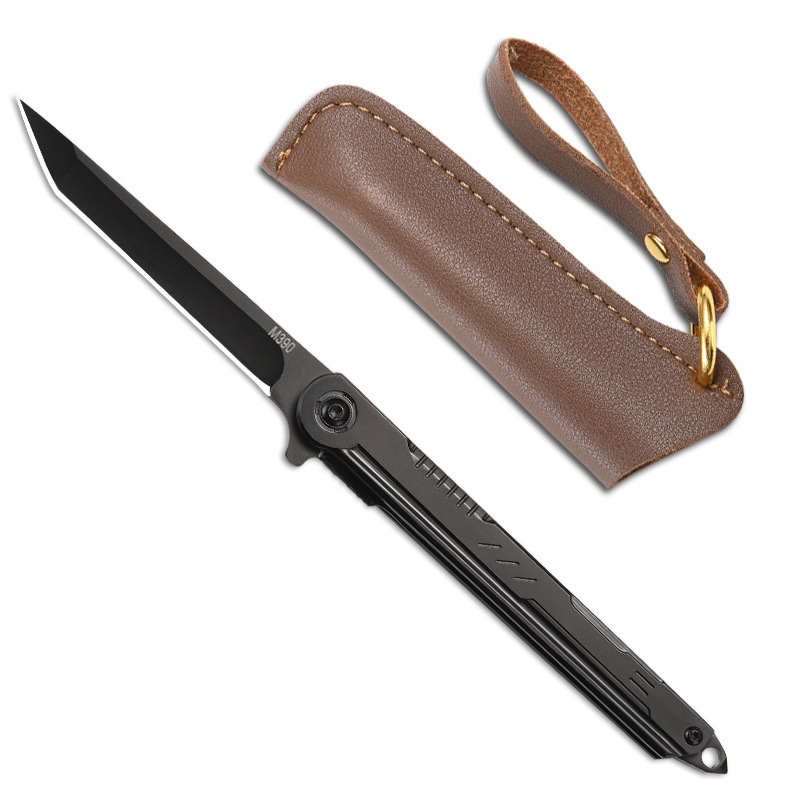 Shenbi M390 steel feather pattern folding knife, outdoor camping pocket knife, portable fruit knife, high-hardness folding knife undefined