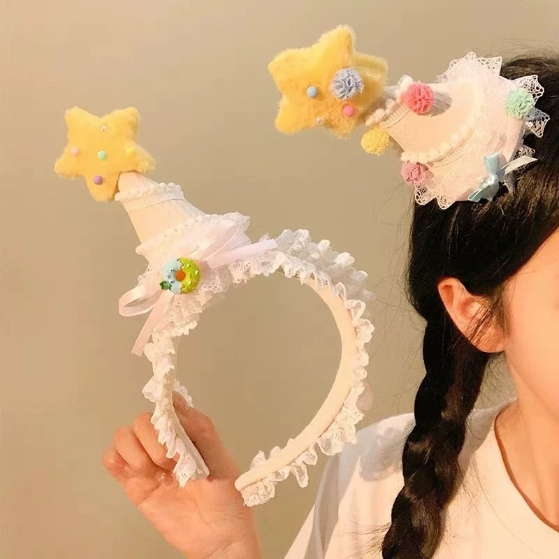 Cute star hat headband, birthday party photo headband, Lolita hairpin, hair clip, top clip, hair accessory, head accessory Application Scenario