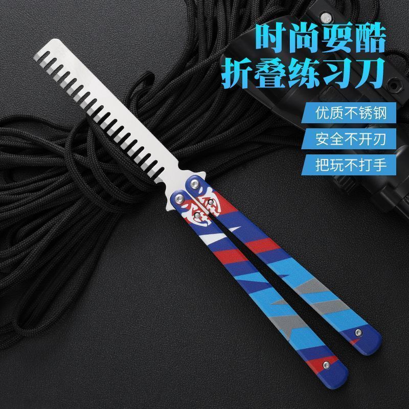 Factory direct supply CSGO Butterfly knife, the same style as the Valorante Fearless Contract Night Dew Butterfly Comb, hands-off and unsharpened full figure