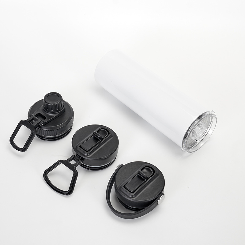 Wholesale of cross-border stainless steel insulated cups, double-layer double-lid straw cups, straight 20oz thermal sublimation insulated ice cups details Picture