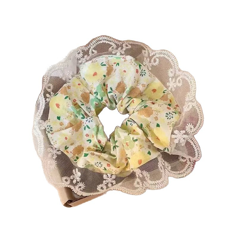 Super ethereal and high-end style, versatile, simple floral large intestine hair band, fresh hair tie headwear, 2025 new hair accessory Item Picture