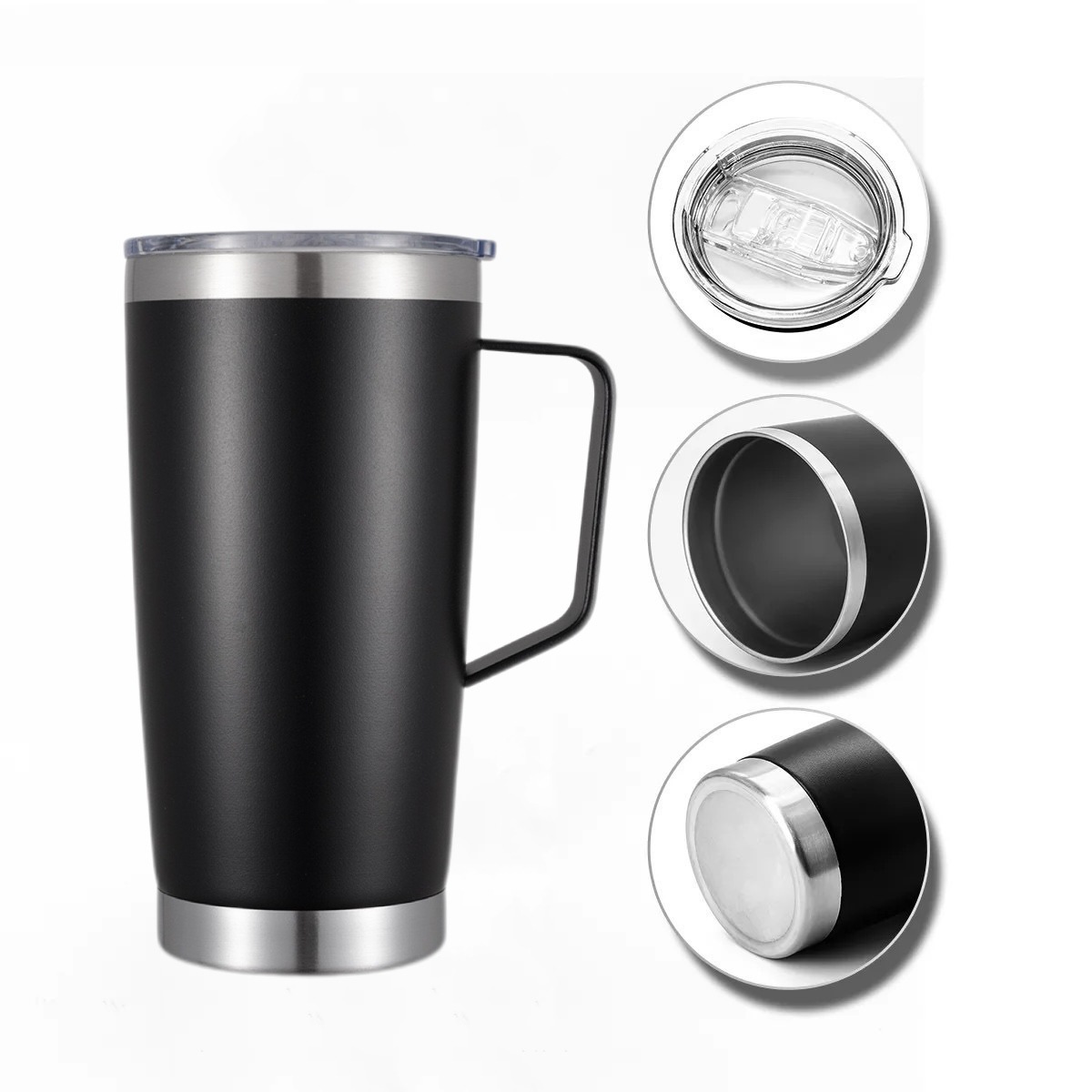 Cross-border in-stock 20oz/30oz handle car cups, 304 stainless steel insulated cold-sprayed plastic coffee straw ice cup Specification drawing