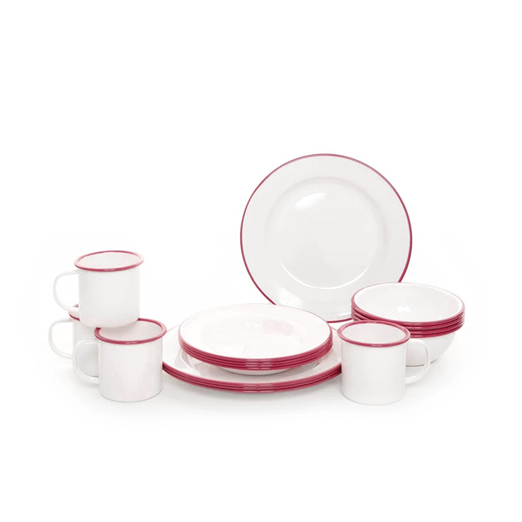 Tree Enamel enamel set, bowl and plate tableware set, home Nordic style simple 4-piece set, customizable full figure