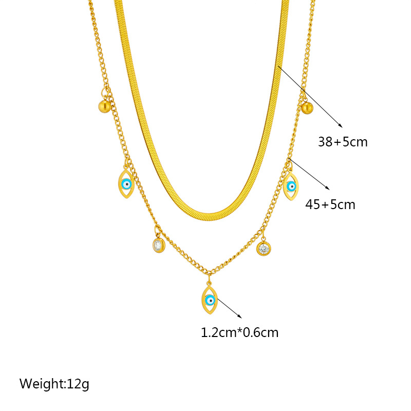 A stylish and simple double-layer titanium steel chain with diamond eye pendant from Europe and America, a punk high-end and versatile necklace Application Scenario