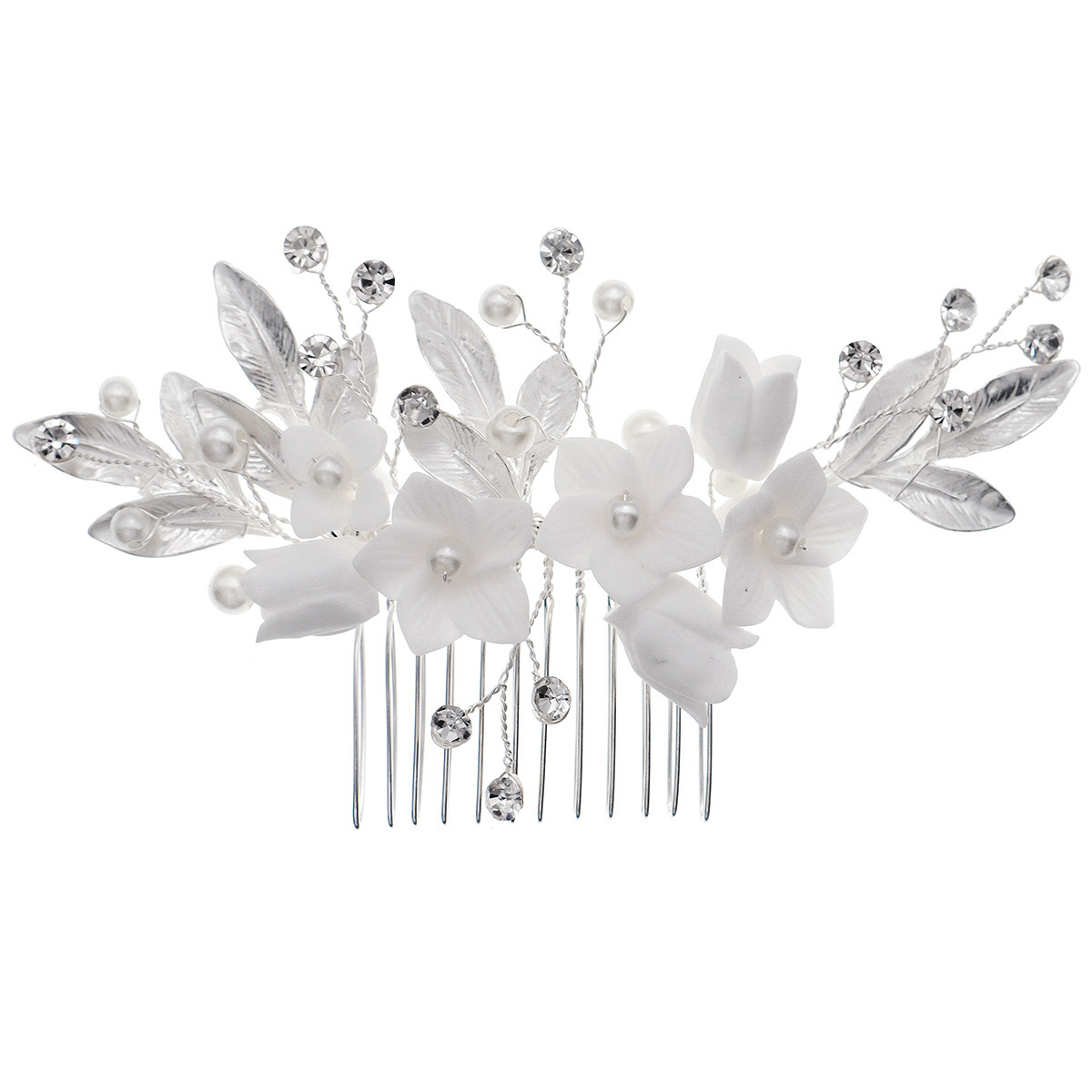 A beautiful and fresh wedding bride's hair bun and comb, handcrafted soft clay flower hairpin, ethnic style Xiuhe bride's headwear Item Picture