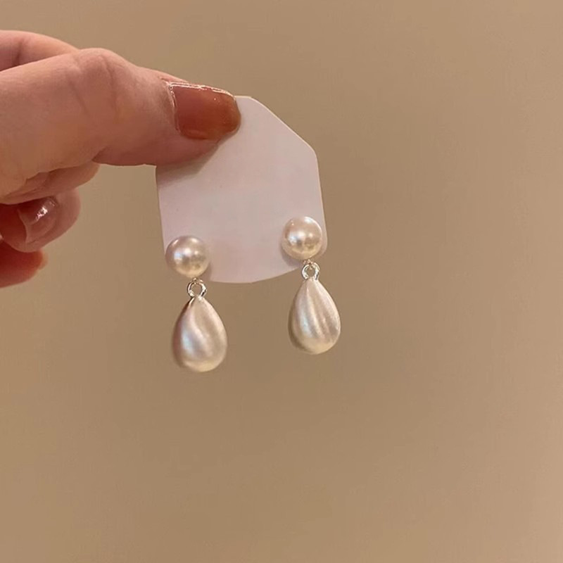 Metal brushed water drop tassel earrings 2025 new bestseller, elegant stud earrings, high-end, niche and light luxury earrings for women Specification drawing
