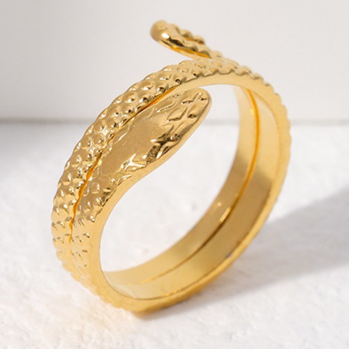 Stainless steel open snake-shaped ring for women, dark Gothic style, anti-fading, cross-border bestseller, niche design, high-end Specification drawing