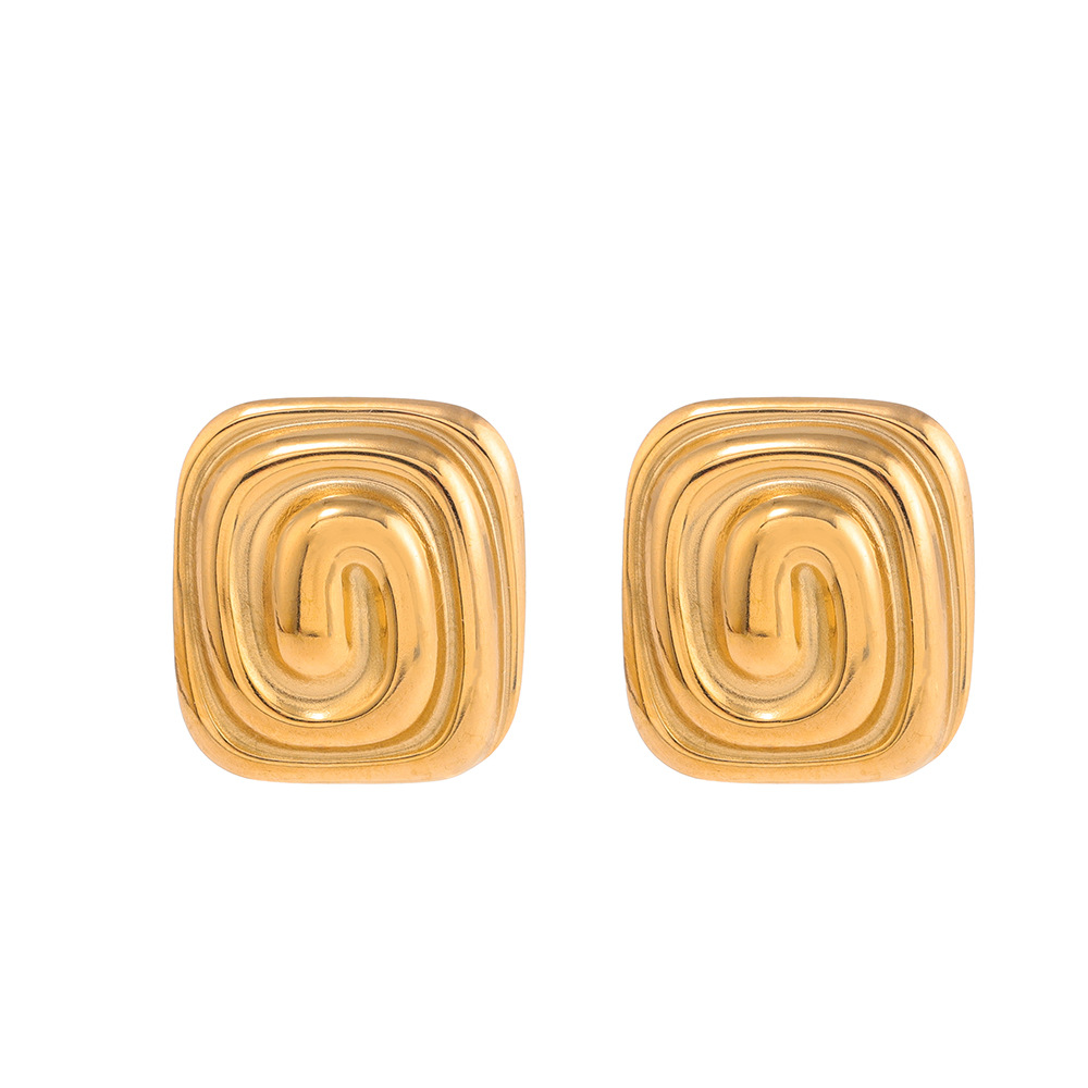 SHEIN's exclusive medical titanium steel ear studs for women, geometrically cut, anti-fading, dark style cross-border best-selling earrings Item Picture