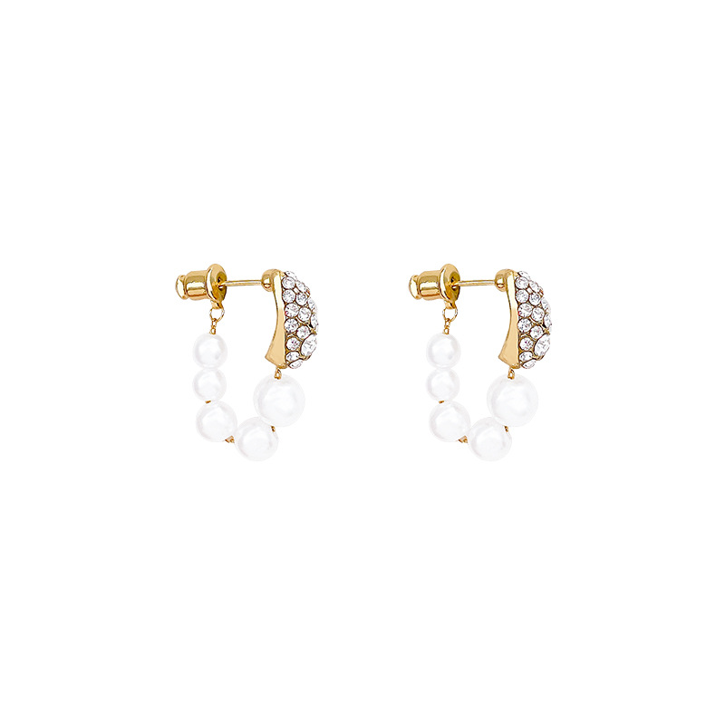 The light luxury and high-end micro-inlaid zircon ear studs are a new bestseller for women in 2025. The pearl ear studs are unique and trendy earrings Item Picture