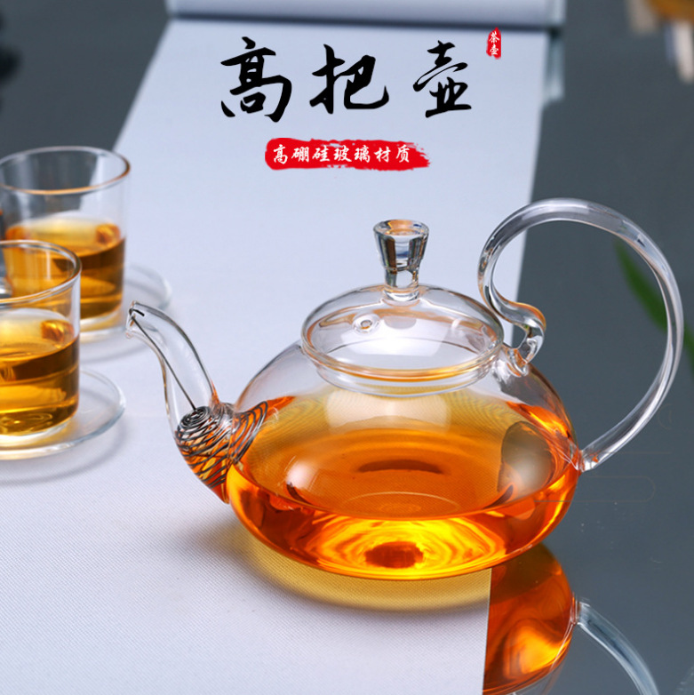 Wholesale high borosilicate glass teapots for foreign trade, household large-capacity transparent boiling teapots, flower teapots, glass teapots full figure
