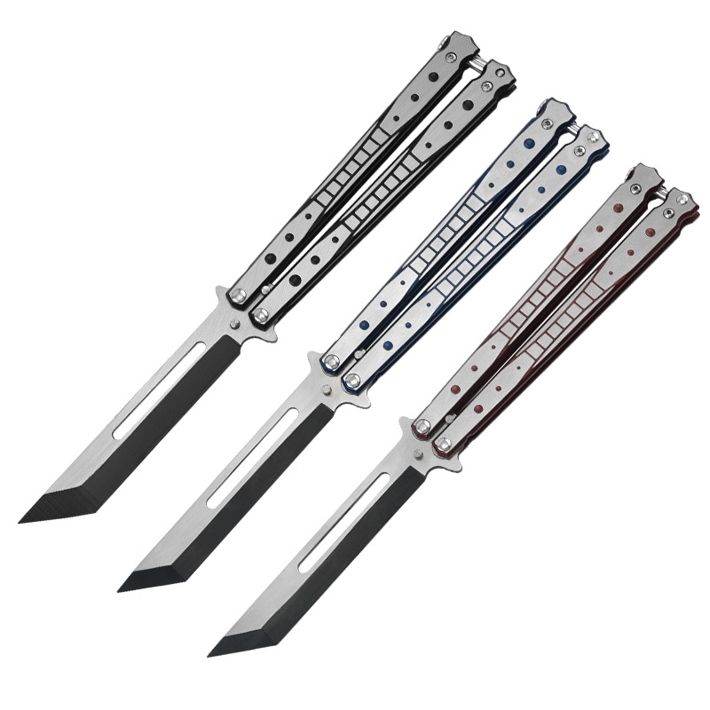 Factory wholesale of uncut butterfly samurai practice knives, folding training, butterfly comb game toys, and swinging knives Specification drawing