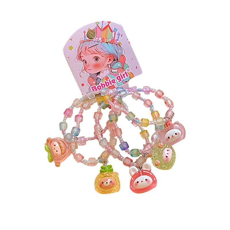 Children's bracelet, cartoon pendant, colorful beads, cute little girl, versatile bracelet, sweet princess jewelry Item Picture