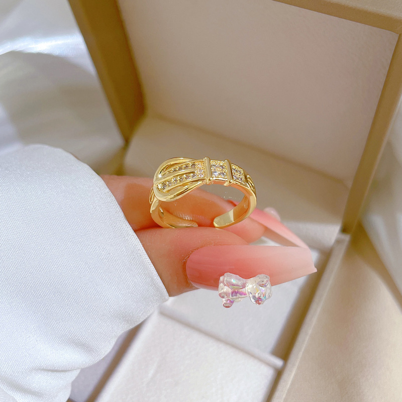 【 Real Gold 】 Super Flash Zircon ring with adjustable opening, simple Japanese-style bracelet, couple rings Specification drawing