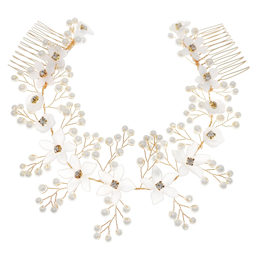 Korean-style wedding accessories, handcrafted and elegant pearl hair combs, Xiuhe dress headwear, styling, updo and pair combs Item Picture