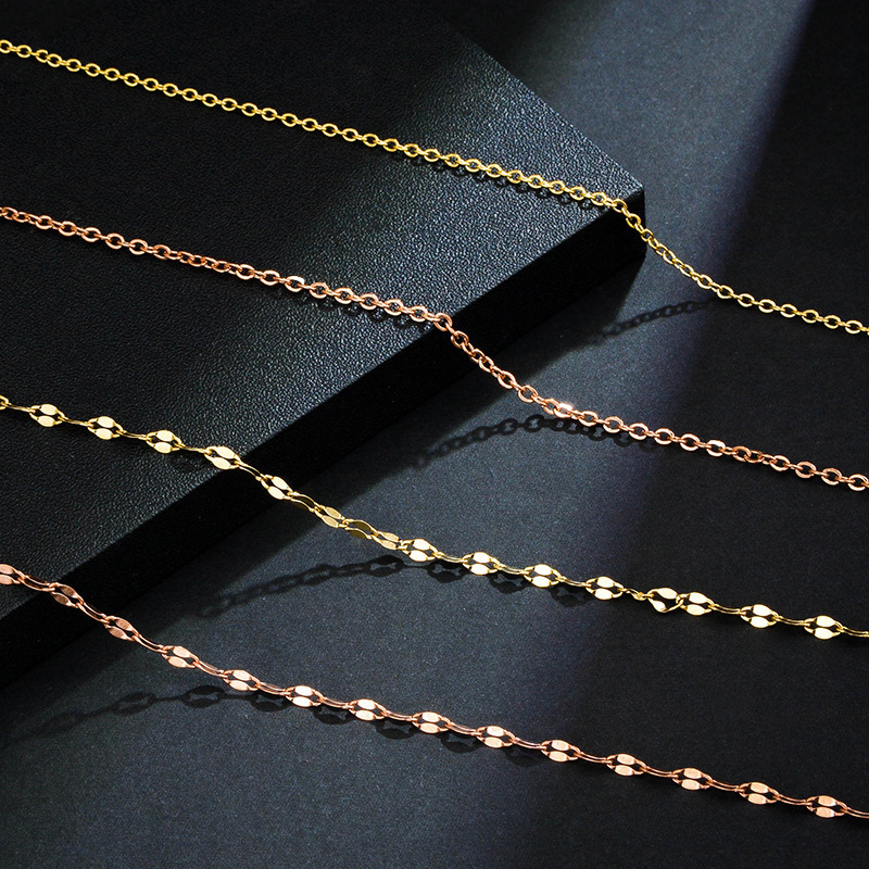 Titanium steel pearl chain for women, 18k gold-plated bare chain, simple and versatile, niche collarbone chain, O-shaped chain for lips wholesale full figure