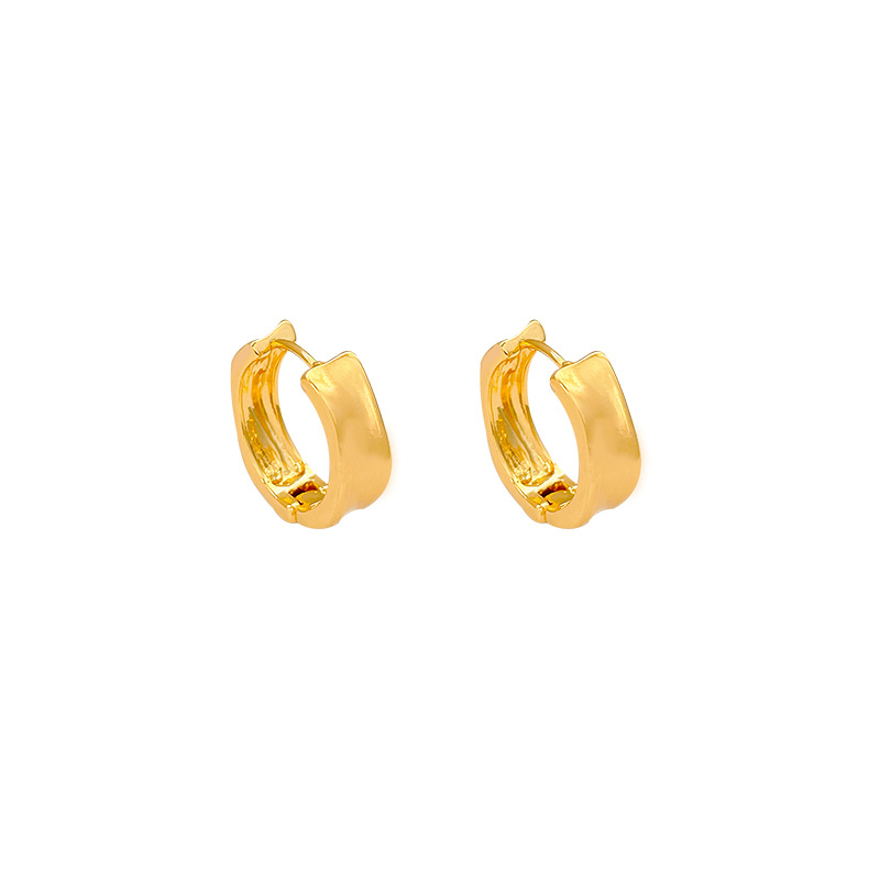 European and American golden retro brushed earrings, women's geometric light luxury, niche and high-end feel, unique and elegant ear rings and earrings Item Picture