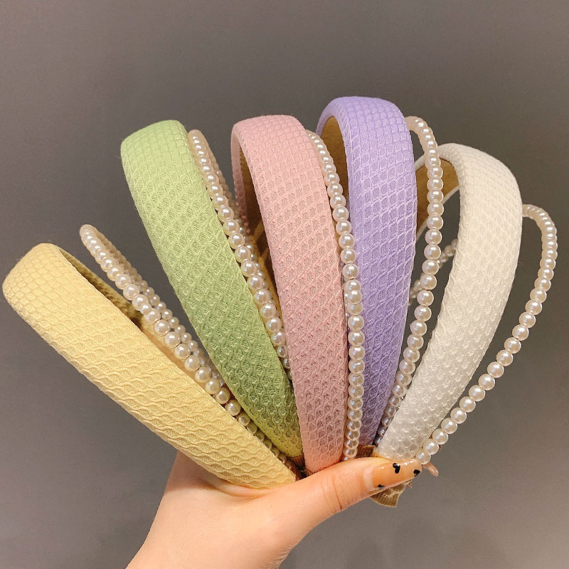 Pearl candy-colored sponge hair band, retro sweet princess style, 2023 new Korean-style hair accessory compression headband full figure