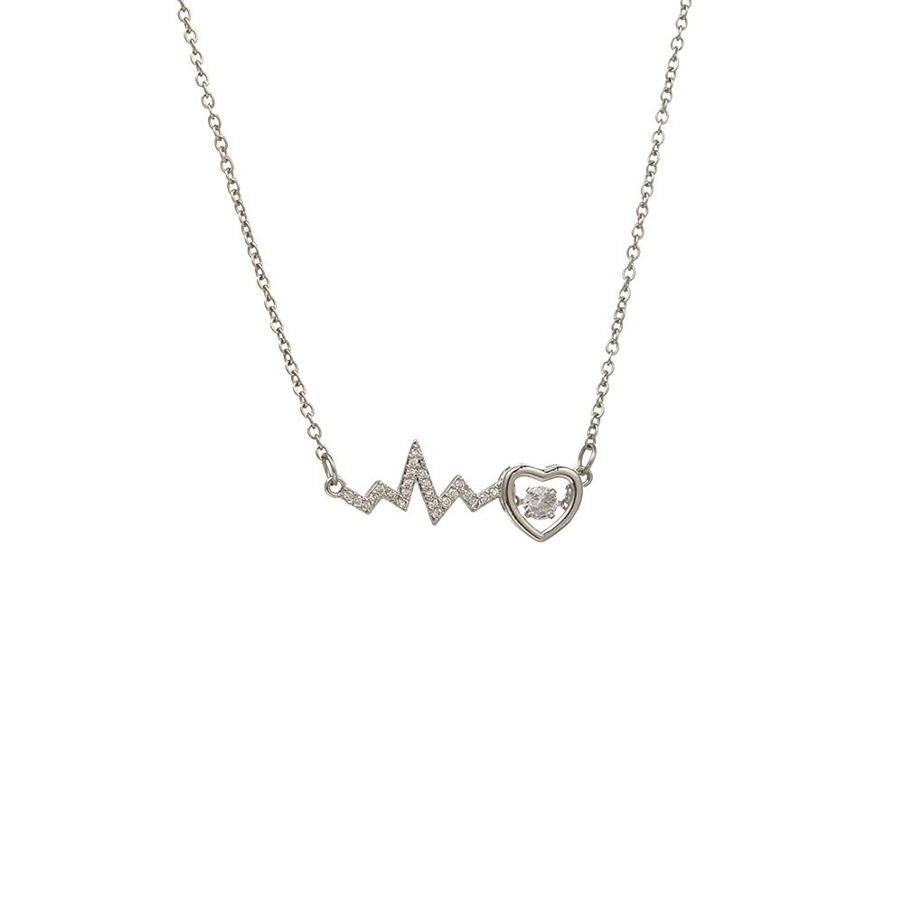 A light luxury style simple electrocardiogram heart-shaped dynamic necklace for women's fashion, a versatile titanium steel collarbone chain, a niche and elegant accessory Item Picture
