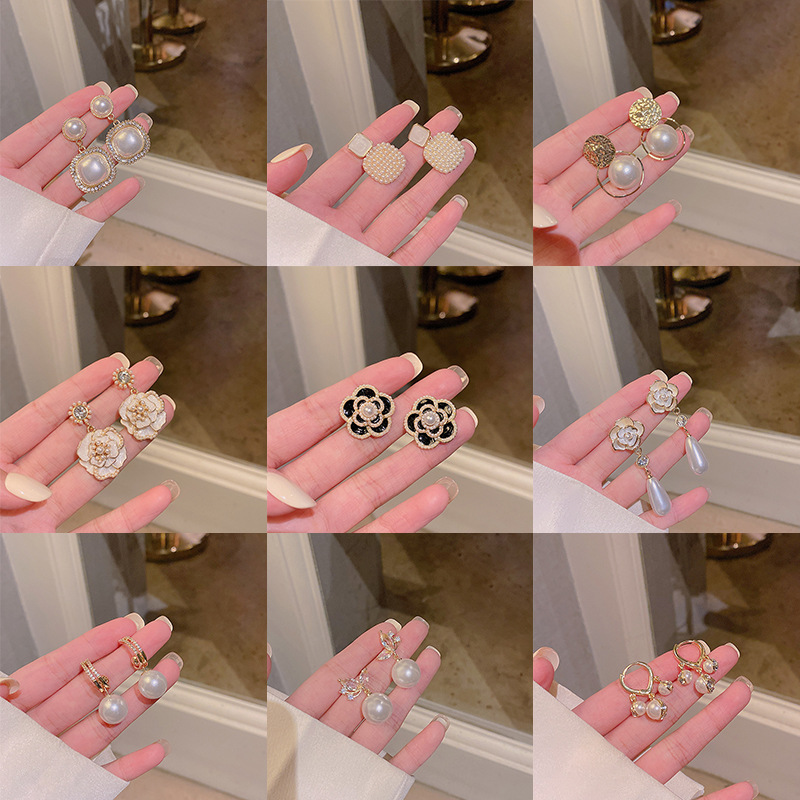 s925 Silver Needle Pearl earrings for women, Korean high-end, niche design style, wholesale, Internet celebrity bestsellers, stud earrings and earrings full figure