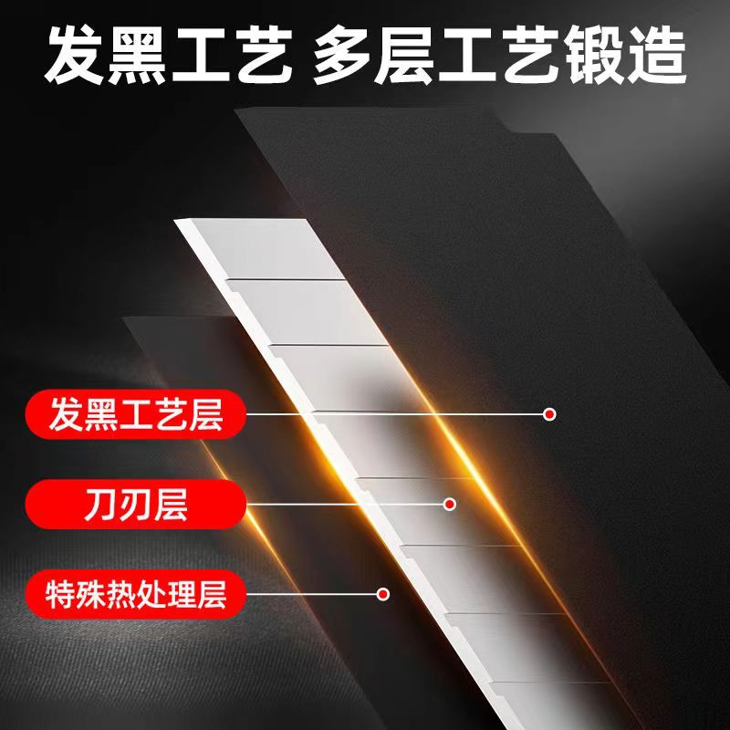 Factory wholesale thickened black blade 18mm wide 0.7mm sharp blade wallpaper knife, paper cutting all-steel utility knife details Picture