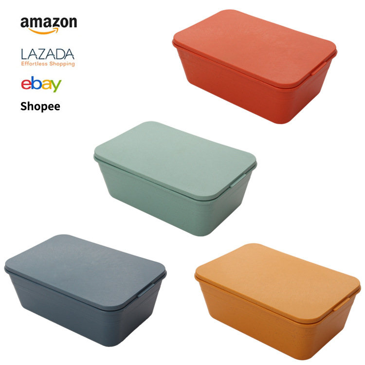 Amazon wheat straw lunch box, refrigerator freezer storage box, lunch box, grain and dried fruit storage box manufacturer wholesale full figure