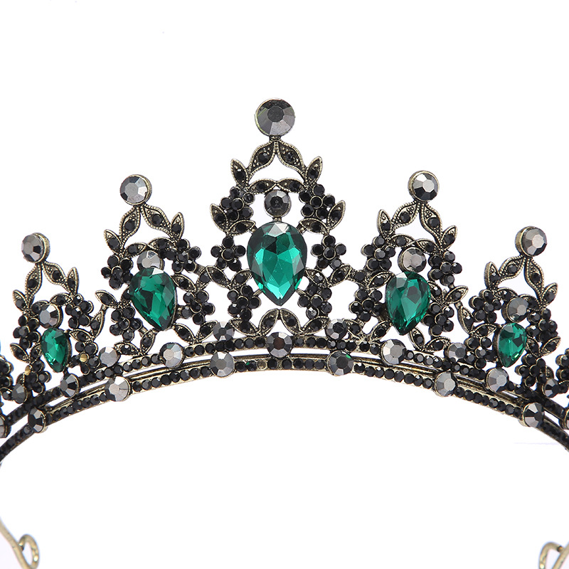 Emerald sparkling diamond bride headwear, alloy crown, wedding headwear, hair accessory, banquet and party updo headwear wholesale Item Picture