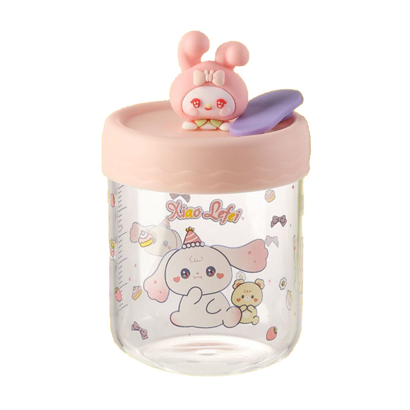 Cute glass cup, cartoon Kuromi cartoon straw cup, high appearance level, summer graduated girls' office water cup Item Picture