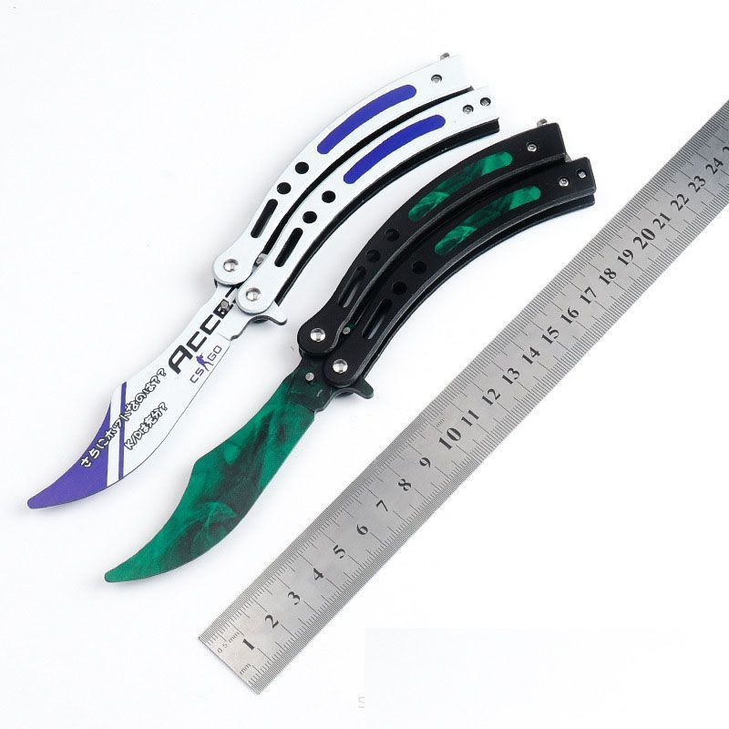 Butterfly Training Knife, the same folding knife as the outdoor version of CSGO game, is available in stock at the factory Specification drawing