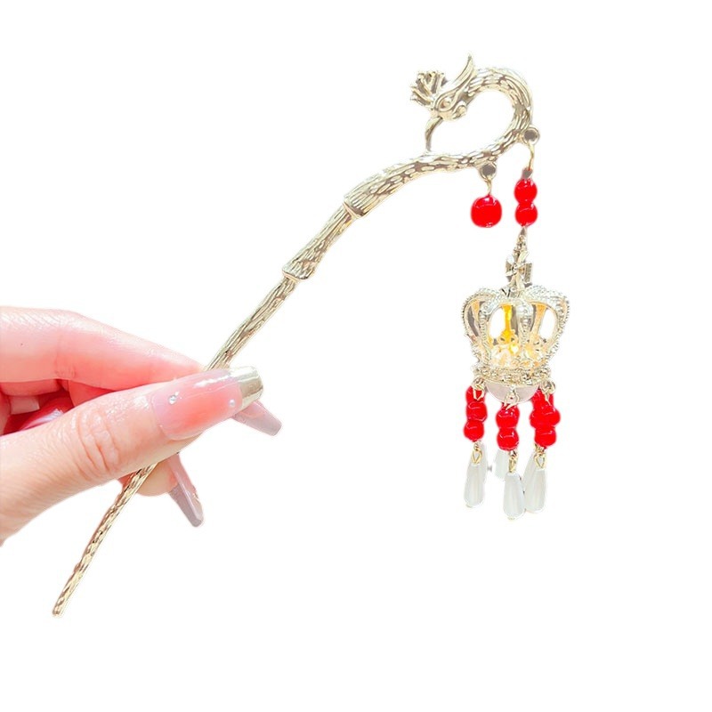 Luminous classical palace lantern hairpins, Hanfu cheongsam hair accessories, lantern tassel hairpins, retro-style updo hairpins Item Picture