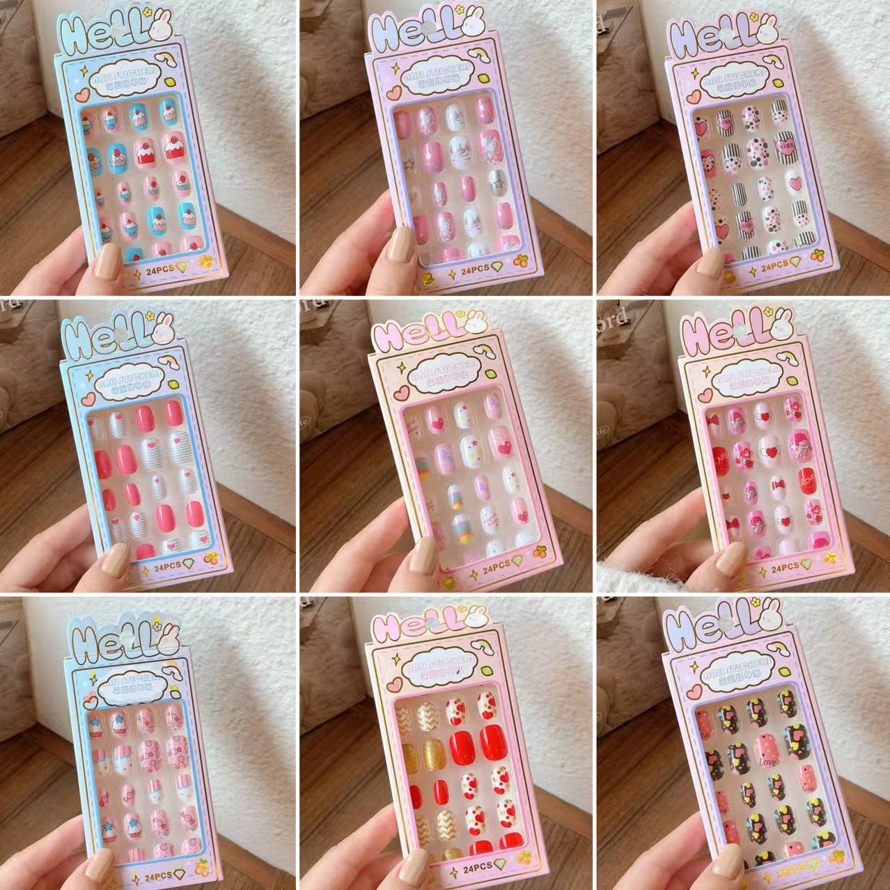 Children's nail art patches, girls' nail art, cute girls' nail art, detachable nail stickers, nail art patches wholesale Specification drawing