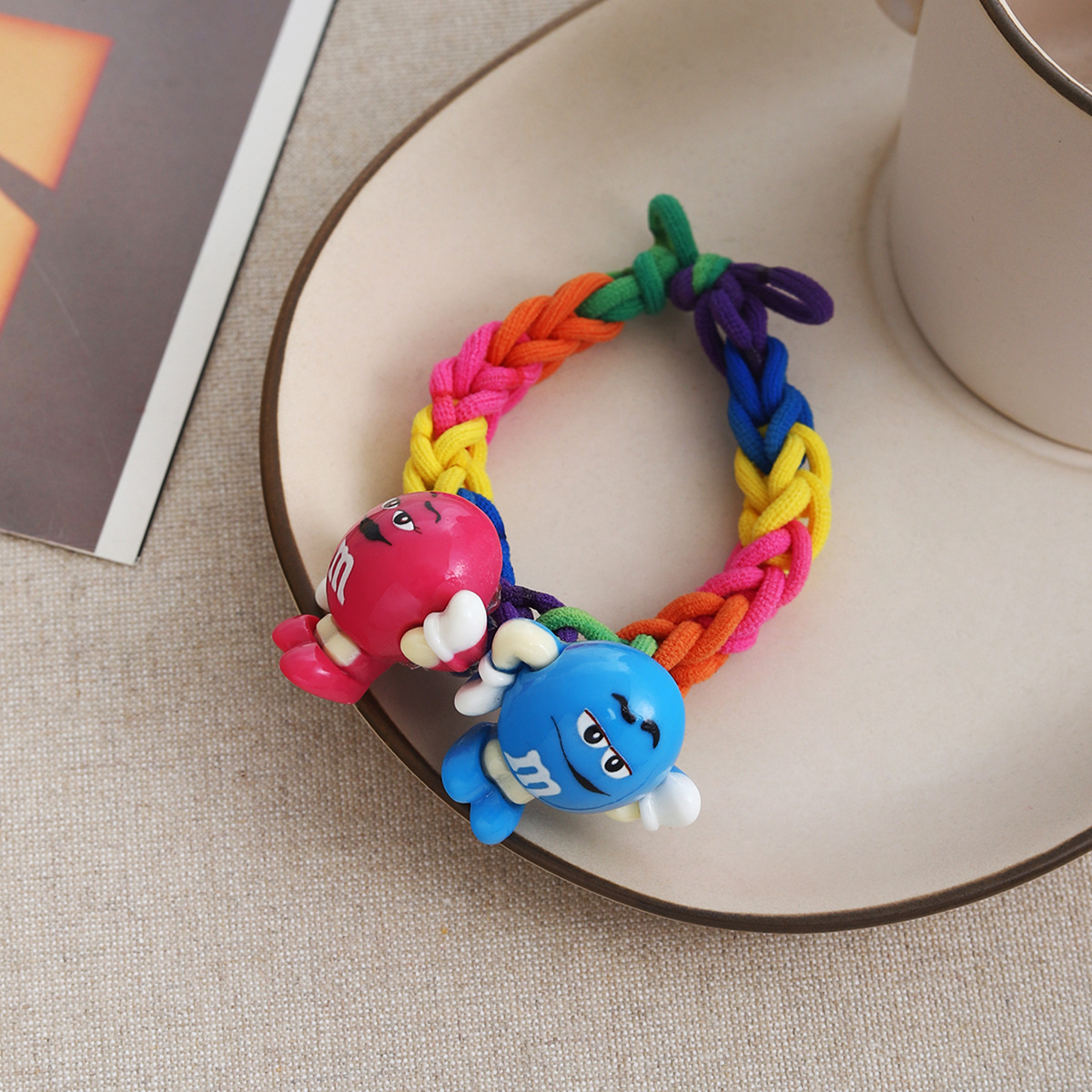 Woven m Bean Sweetheart Cute Girl high-elasticity Rainbow hair Band headband 2025 New durable rubber band women's tie Application Scenario