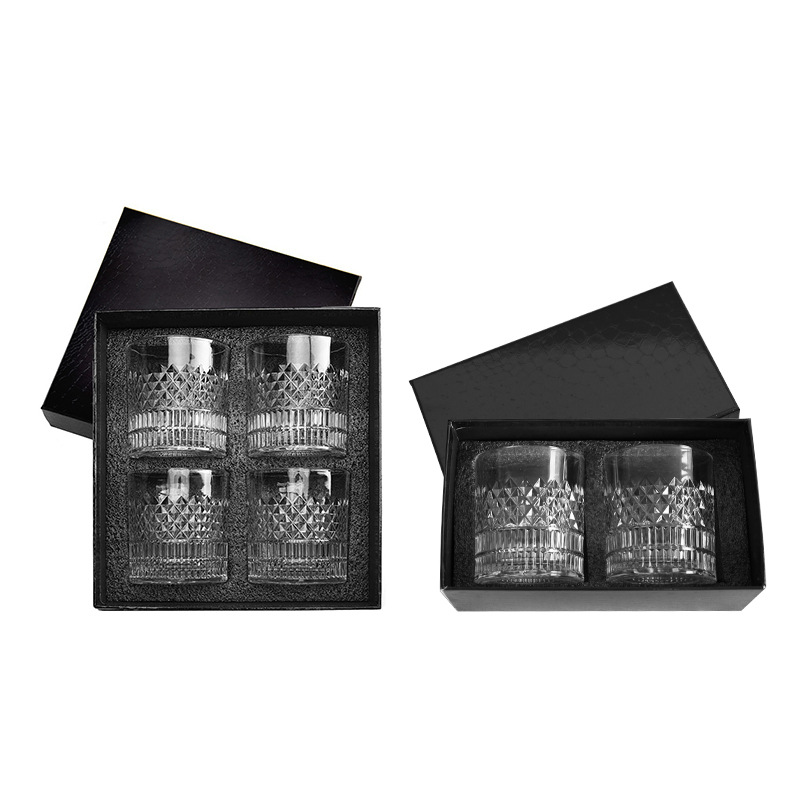 A set of 4 embossed whisky glasses, cross-border glass spirits beer glasses and wine sets, and a gift box of whisky glasses Item Picture