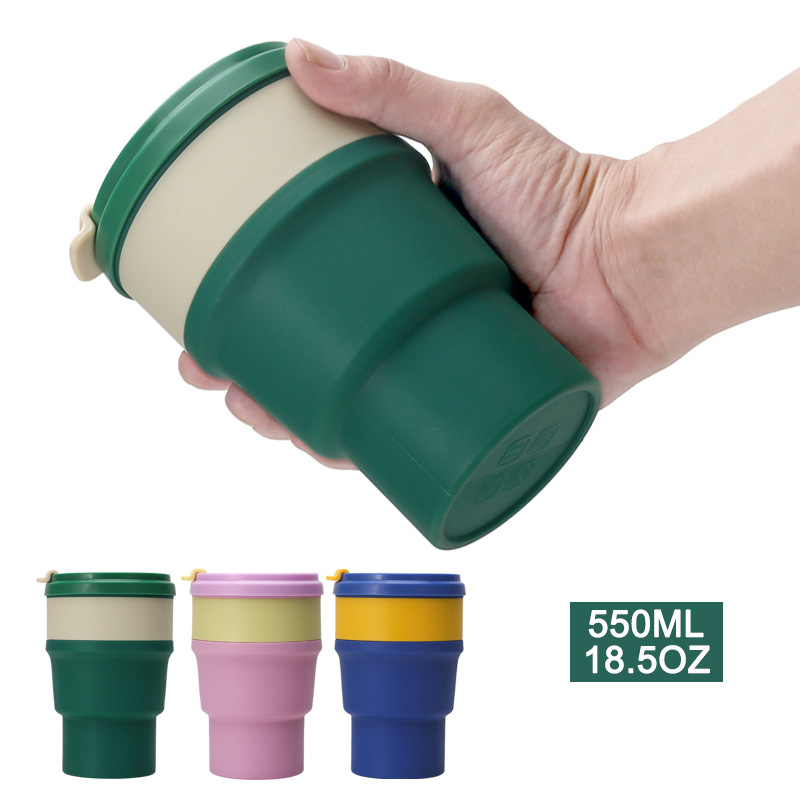 Silicone folding cups, silicone water cups, telescopic folding coffee cups, outdoor sports creative water cups, portable cups full figure