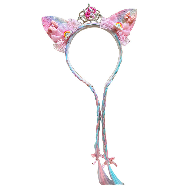 Children's false braid headband cartoon My Little Pony wig headband 2025 New style Little girl Kulomi false braid head Item Picture