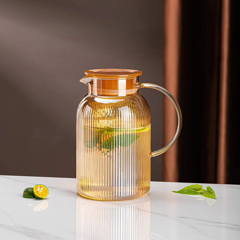 High borosilicate cold water kettle five-piece set, household cold water kettle, high-temperature resistant glass water kettle set, high appearance level details Picture