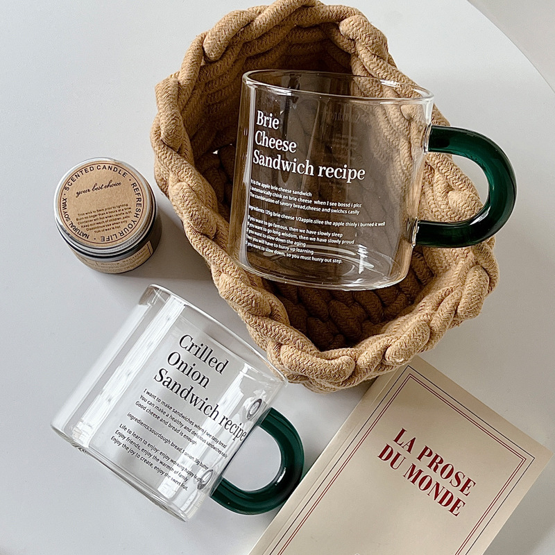 Bolimei high appearance level InS-style glass milk cup, girlish water cup, glass cup, large-capacity drinking cup details Picture