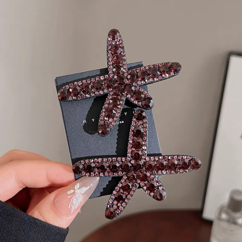2025 New full-diamond starfish hairpin, forehead clipper, duckbill clipper, back head clipper, one-line clip, headwear and hairpin Specification drawing