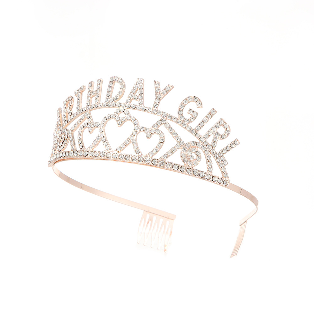 Cross-border birthday party crown headband decoration, "Happy Birthday" letter water diamond headband headband, party outfit headband Application Scenario