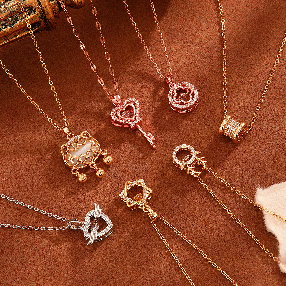 Hot-selling copper-inlaid zircon with stainless steel chain Dreamy Planet necklace, versatile necklace, light luxury collarbone chain wholesale full figure
